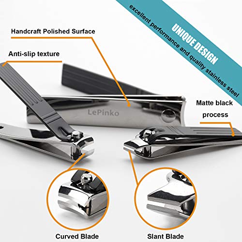 Nagelknipser-Set, Nagelhautschneider, scharfe, gebogene und schräge Schneidklingen, Edelstahl-Pediküre-Set, Nagelfeile… – Bild 5
