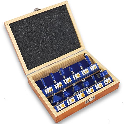 S&R 12 Fresas para Madera dura, mediana y blanda. Vastago 8 mm. Brocas para ranurar madera en acero forjado HM Profesional