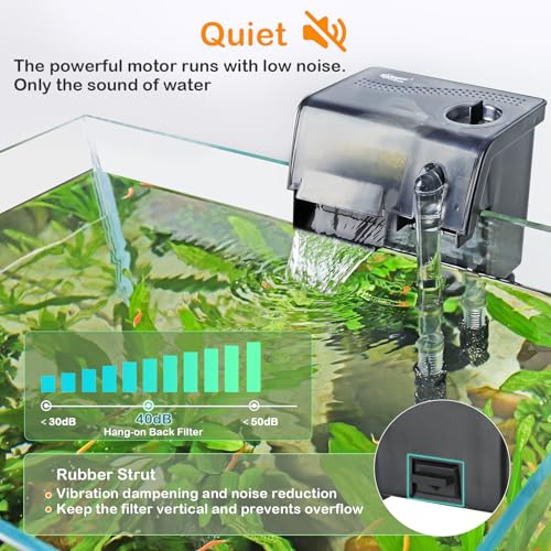 Hygger HUS-HG137-5W Hang On Back Aquarium Filter 10-30 Gallon Power Quiet Fish Tank Filter Multi-Stage Filtration Adjustable Waterfall Hob Filter thumb #2