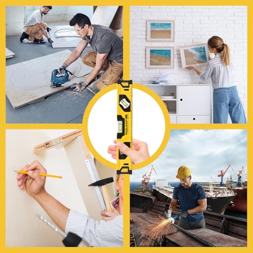 Holtrae 300mm Wasserwaage Magnetisch,Hochpräzise, Verdickte Endkappen,Kleine Wasserwaage mit 3 Vollständig Ablesbaren Libellen (0°/45°/90°)