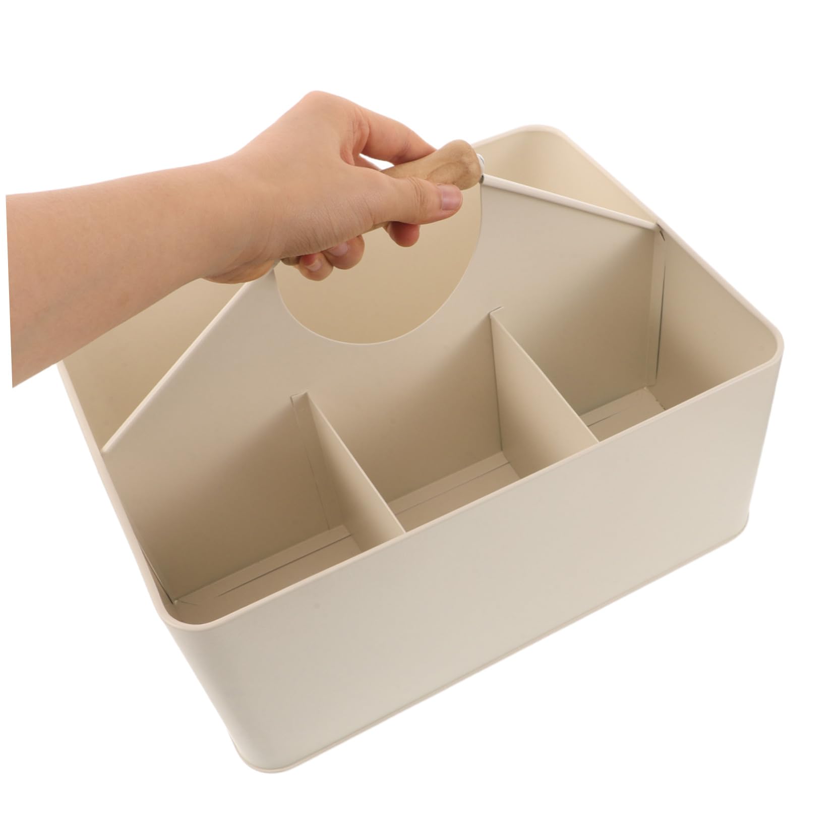 TOPBATHY Scatola Organizer per Semi da Giardino in Ferro con 4 Scomparti | Manico Integrato, Bianco, 29, 50x22, 60x20, 00cm, per Forniture e Utensili da Giardinaggio