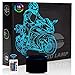 Comiwe Motocykl iluzja 3D lampka nocna zabawka, 16 kolorów inteligentna dotyk i pilot zdalnego sterowania, dekoracja domu lampka nocna LED na stolik nocny, prezent świąteczny urodzinowy dla chłopców dorosłych przyjaciół i rodziny miłośników motocykli