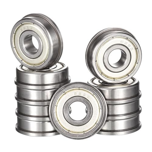 HiPicco F629ZZ Flanged Ball Bearing, ID 9mm x OD 26mm x Width 8mm Miniature Bearings, Double Metal Shielded Deep Groove Bearings, Pre-Lubricated (GCr15) Chrome Steel 10pcs