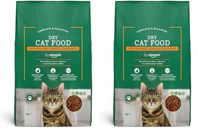 by Amazon - Complete Dry Cat Food with Chicken, Turkey and Vegetables, 2 pack of 3kg