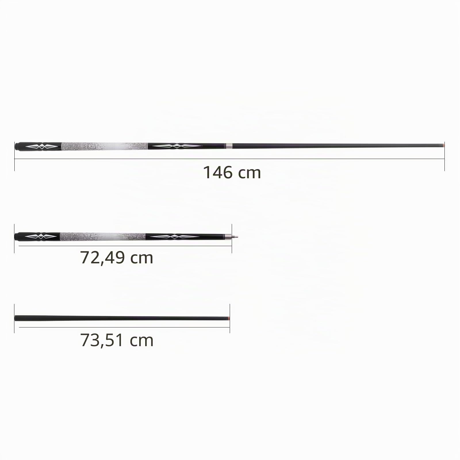 Bâtons de Queue de Billard Composite en Fibre de Verre Graphite 510,3 g, 538,6 g, 567 g, 595,3 g, 147,3 cm