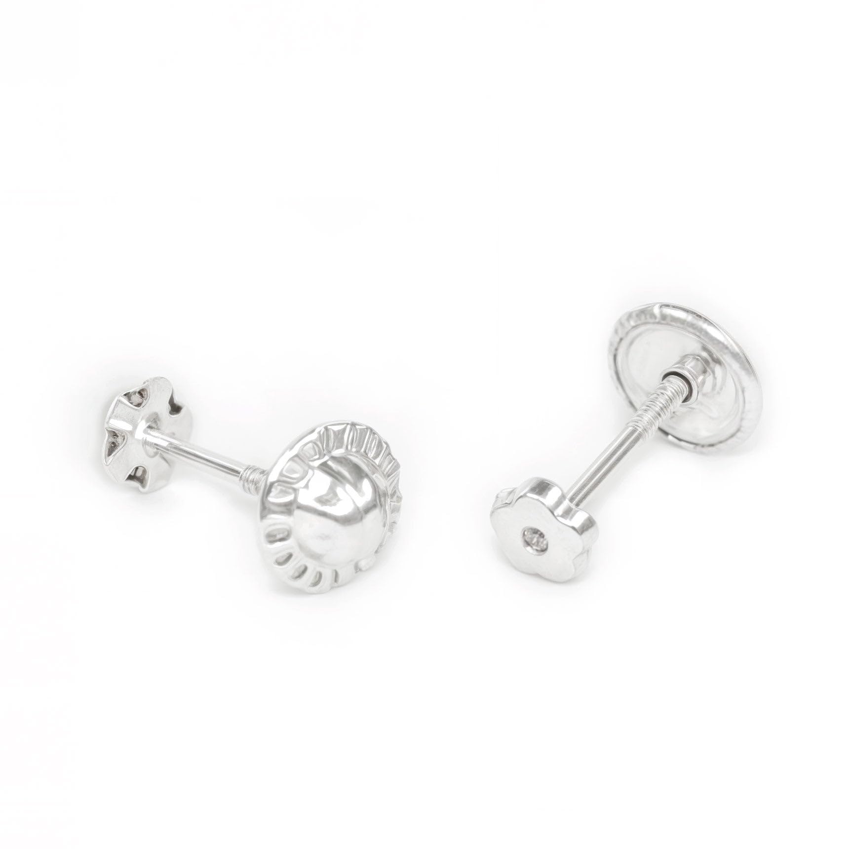 Pendientes Bebe Oro Blanco Margarita circon 5 petalos - Estuche Regalo - Certificado de Garantía - Mondepetit