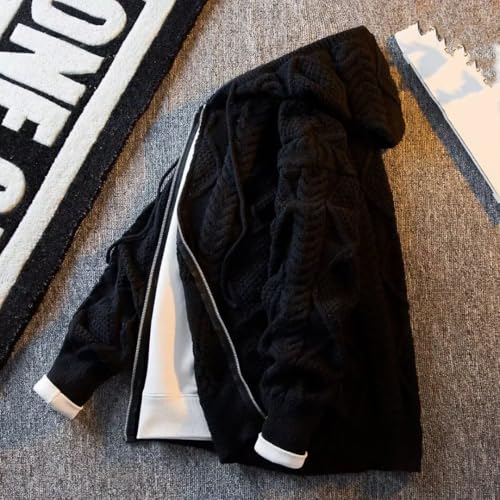 Men’S Thick Knitted Cardigan Turtleneck Long Sleeve Full Zip Classic Streetwear Sweater with Pockets4