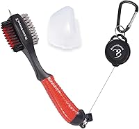 Vista 8 de Cepillo retráctil para palos de golf Cepillo doble de gran tamaño, agarre ergonómico, limpiador de ranuras retráctil y cordón