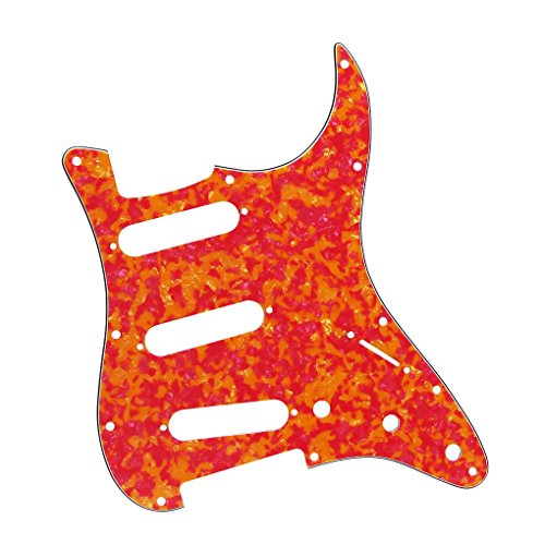 Ikn 4Ply Orange Shell Strat Pickguard Backplate Set For 3 Single Coil Pickups-11 Hole, Come With Pickguard Screws #TOP1