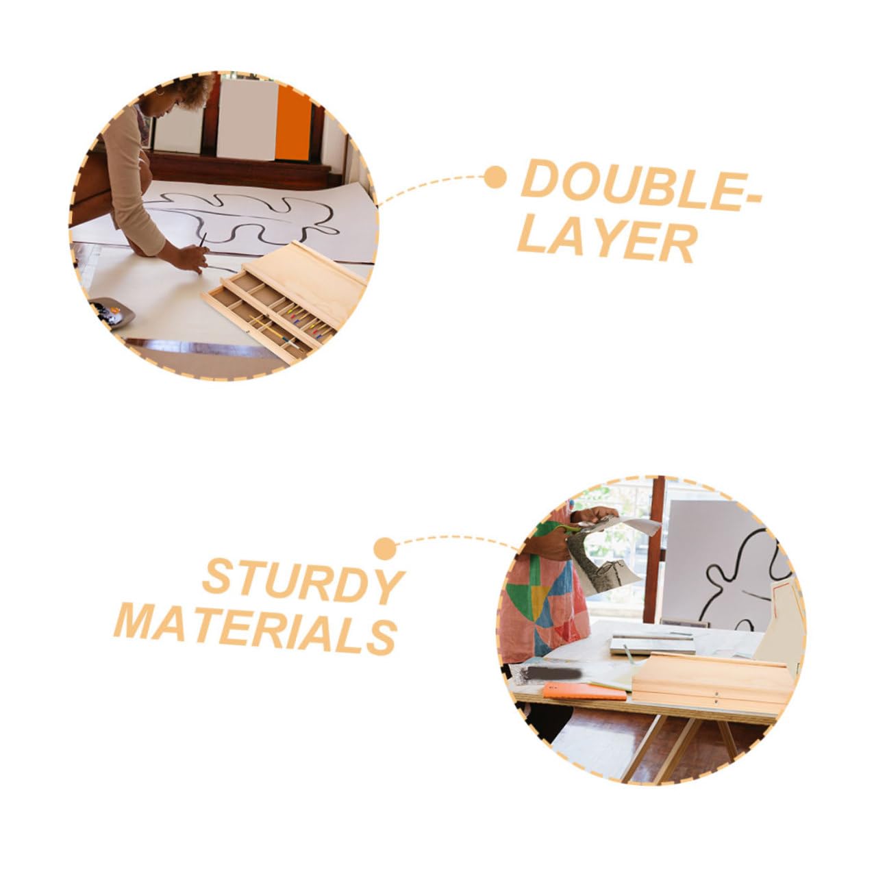 LIFKOME Boîte de Rangement Bois pour Fournitures Artistiques avec Double Portable et Pratique pour Artistes et Étudiants Organise Crayons Pinceaux et Matériel de Dessin