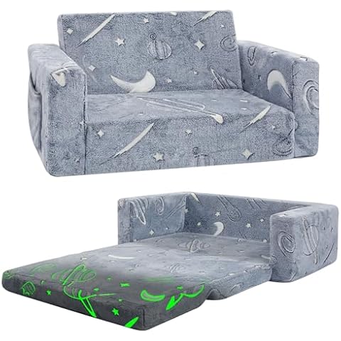 Toddler Chair Comfy,Toddler Couch,Extra Wider Seating,Glow in The Dark Kids Sofa Chair Space Moon Galaxy Soft Sofa Bed Gaming Room Decor Stuff Christmas for Kids Girl Boys Cover