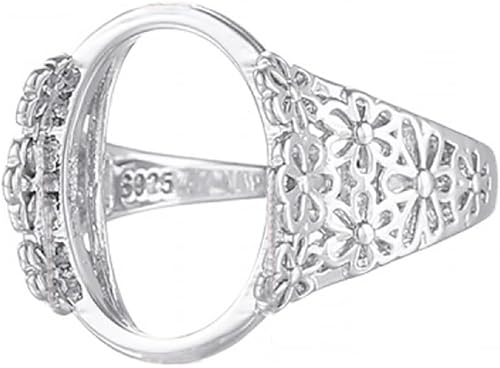 Anillo ovalado de plata de ley 925 en blanco de 0.472 x 0.630 in, ajuste de base de anillo ajustable, cabujones de camafeo, anillos de bricolaje,