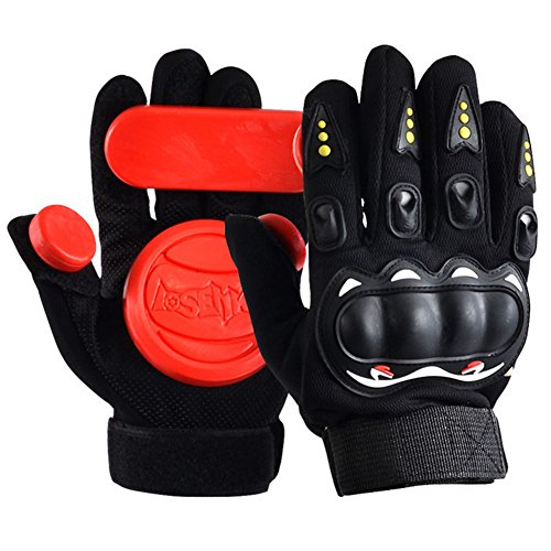 Seroda Tres Deslizador Guantes Longboard, Adulto Guantes Protectores de Skate Con Discos Deslizantes