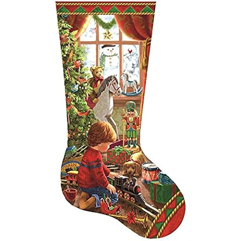11CT Full Stamped Embroidery Christmas Stocking Boy Cross Stitch Set Handmade Cover