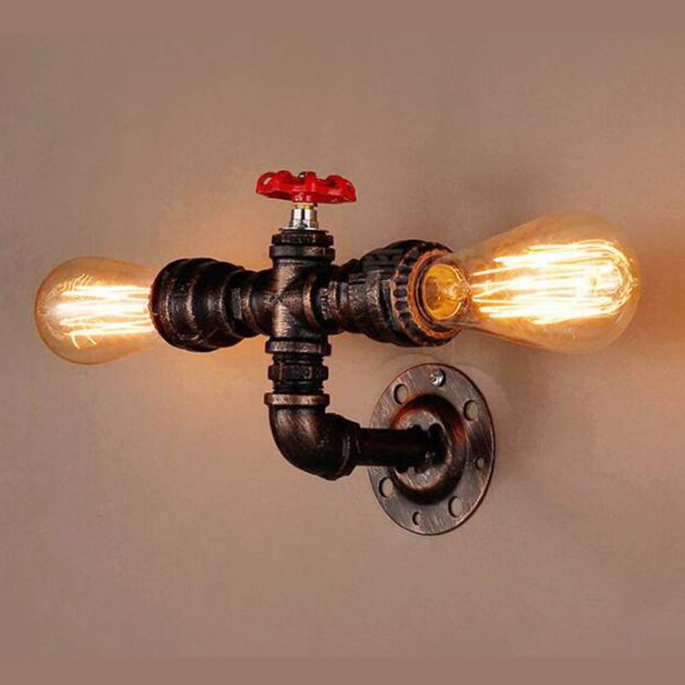 Wisząca lampa sufitowa retro lampa ścienna E27 przemysłowa ściana rura wodna kształt 2 głowice metalowa ściana ing do loftu restauracji salonu jadalni korytarza sklepu odzieżowego baru kawiarni