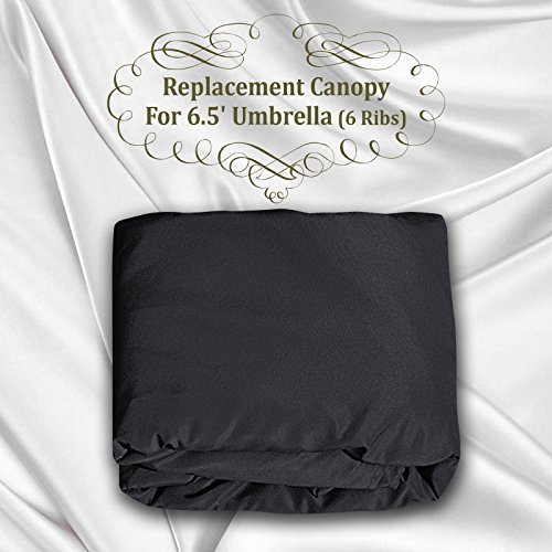 Benefitusa Replacement Umbrella Canopy Cover For 6.5 Ft 6 Ribs Patio Market Umbrella (Canopy Only) (Black) #TOP5