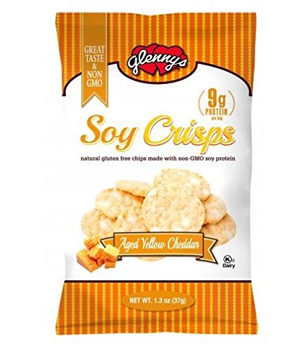 Glenny's Soy Crisps, Cheddar, 1.3-Ounce Bags (Pack of 24) (Packaging May Vary)