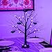 Vanthylit Halloween Tree, 2FT Spooky Black Tree Battery Operated with 24 Purple Lights and 8 Bats, Halloween Decorations Indoor Lighted Table Centerpiece with Timer for Mantel Office Haliday Decor