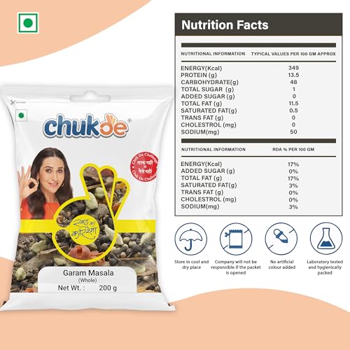 Image of Chukde Garam Masala Whole 200gms | Indian Spice Blend for Rich Flavors | Ideal for Traditional Indian Dishes - Whole Blended Spice Mix