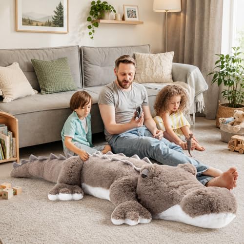 Image of MorisMos 59inch Giant Alligator Stuffed Animal, Large Alligator Plush Toy, Big Stuffed Crocodile Gifts Kids Boys Girls