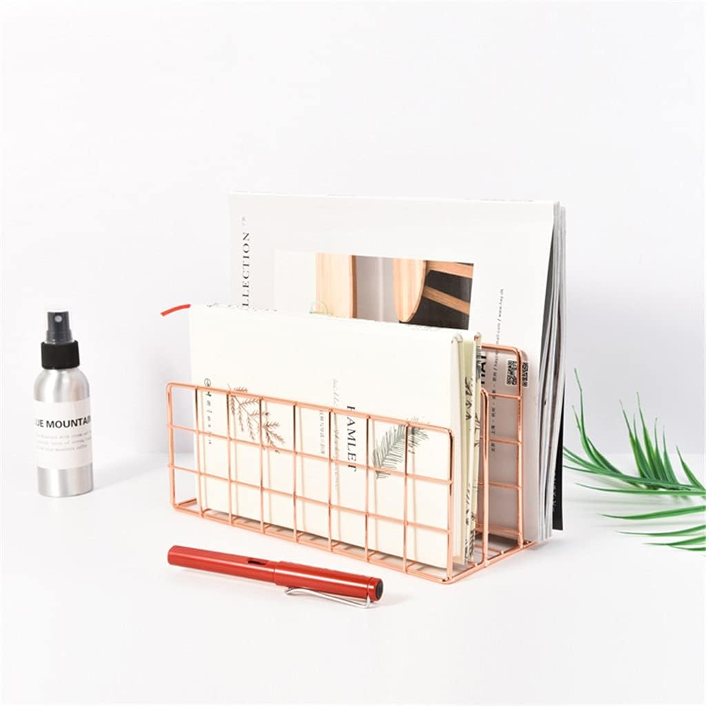 Plating Bookshelf Multifunctional Table Storage Rack Metal Multilayer Iron Desktop Bookends (Color : B Size : 240 * 120 * 155mm)