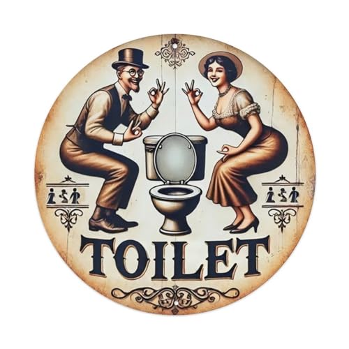 Divertente targa decorativa in metallo per WC, in stile vintage, per casa, bar, giardino, 20,3 x 20,3 cm