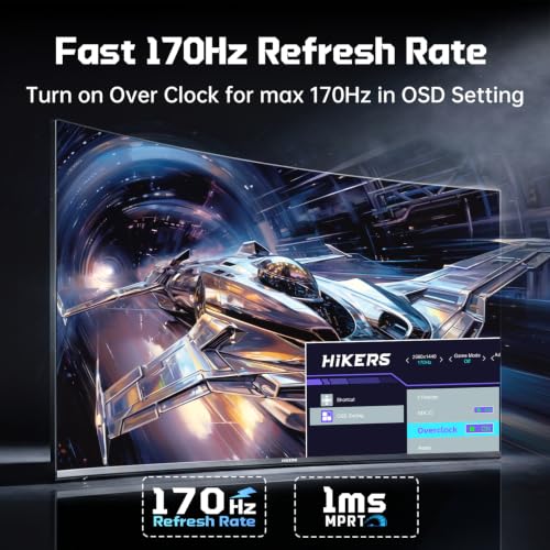 Image of Hikers 27 Inch Curved Monitor 170Hz 144Hz, 2K 1440P Computer Gaming Monitor with HDMI 2.1x2 DP 1.4x1, AI CrossHair Fast VA 4000:1 Contrast, for FPS Games and Work (G27H1Q, Includes One HDMI 2.1 Cable)