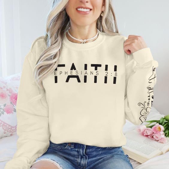 UNIQUEONE Christian Sweatshirt Women Faith Shirts: Jesus Sweatshirt Christian Religious Crewneck Long Sleeve Pullover Tops - Image 5