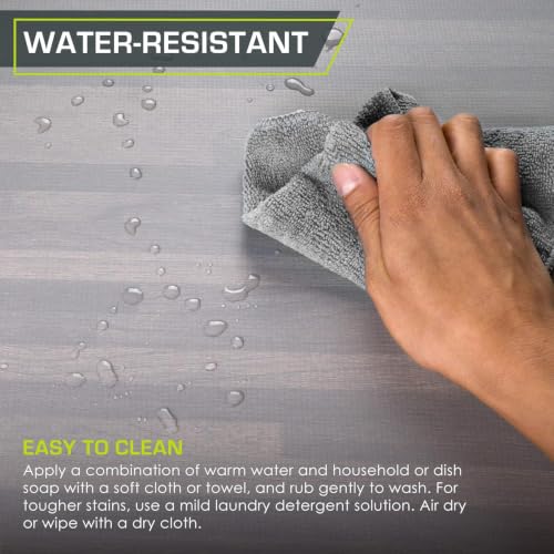 Image of ProsourceFit Wood Grain Puzzle Mat 1 /2-inch, 12 EVA Foam Interlocking Floor Tiles (48 SQ FT) for Secure Indoor Gym Flooring, Office Spaces, Living Rooms, and Play Areas, Slate Grey