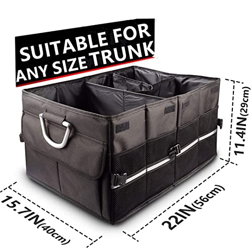 Isfc Car Trunk Organizer With Two Lids - Expandable Large Capacity, Non-Slip Bottom, Made Of Hard And Durable Oxford Fabric, Suitable For Family Outings And Picnics #TOP2