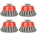 4 Pieces - 3 Inch Twisted Knotted Wheel Cup Brush with 5/8