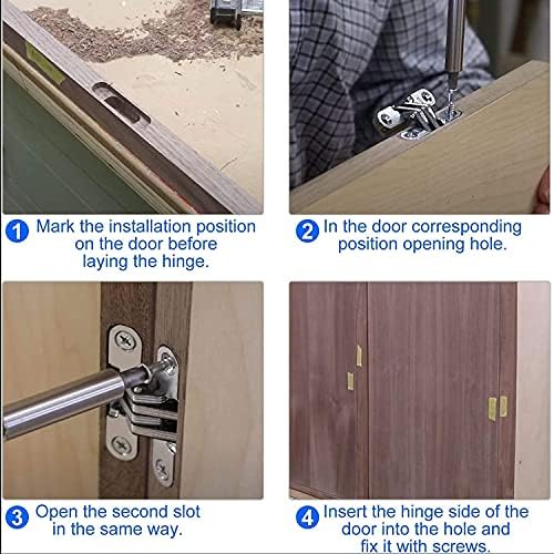 2 Pairs of 45mm Hidden Cabinet Hinge Stainless Steel Invisible Door Hinges Concealed Barrel Wooden Box Leaf Height 1-3/4''