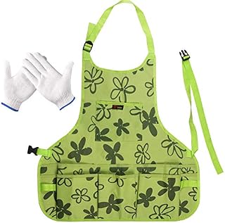 LOPOTIN Gardening Aprons Oxford Cloth Garden Apron Greenhouse Work Aprons 14 Pockets Adjustable Belt Multifunction Tool Waterproof Wear-Resistant Gifts for Women Gardeners