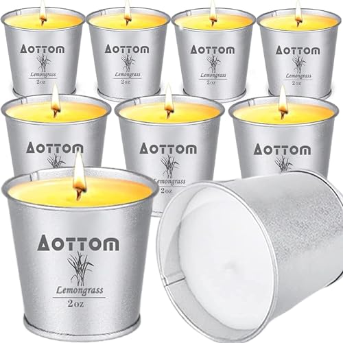 Vela Citronela Exterior, Aottom Juego de Velas de Citronella Jardín, 100% Natural Candle Cera de Soja, Verano Regalo Vela Aromaticas Perfumada con Citronella,per camping/hogar/picnic/fiestas, 9*2OZ