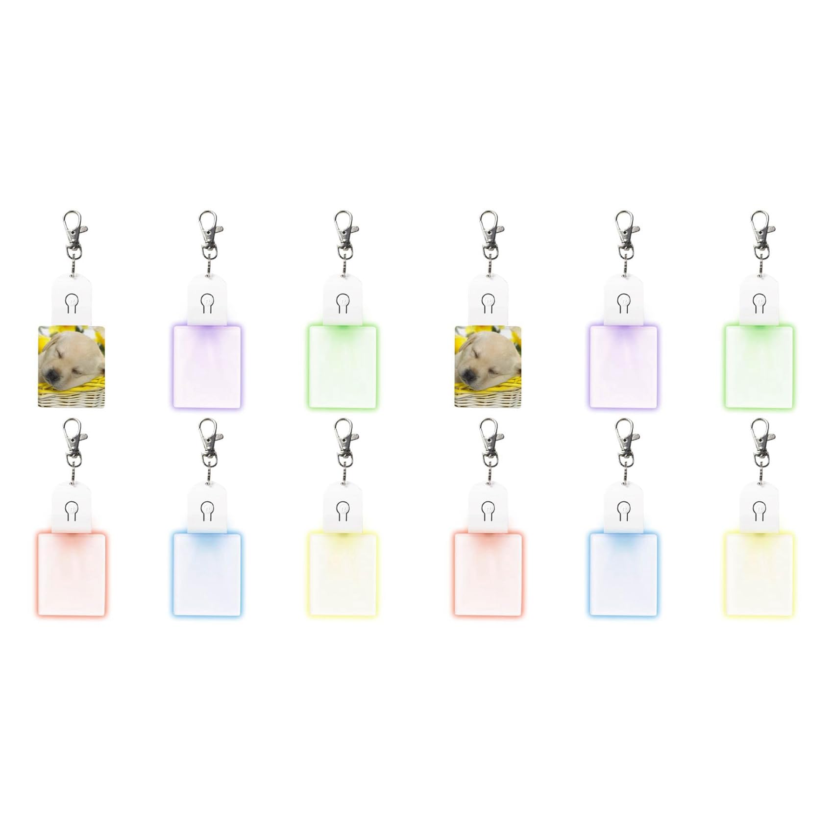 Hndhbfgrt 12 Pcs Sublimation Blank Keychains Heat Transfer Printing LED Acrylic KeyChains Lighted Keyrings Pendant, Rectangular