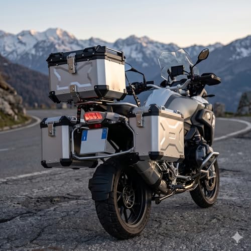 Maletín moto aluminio anodizado plata Cruizer de 55L con respaldo integrado 3