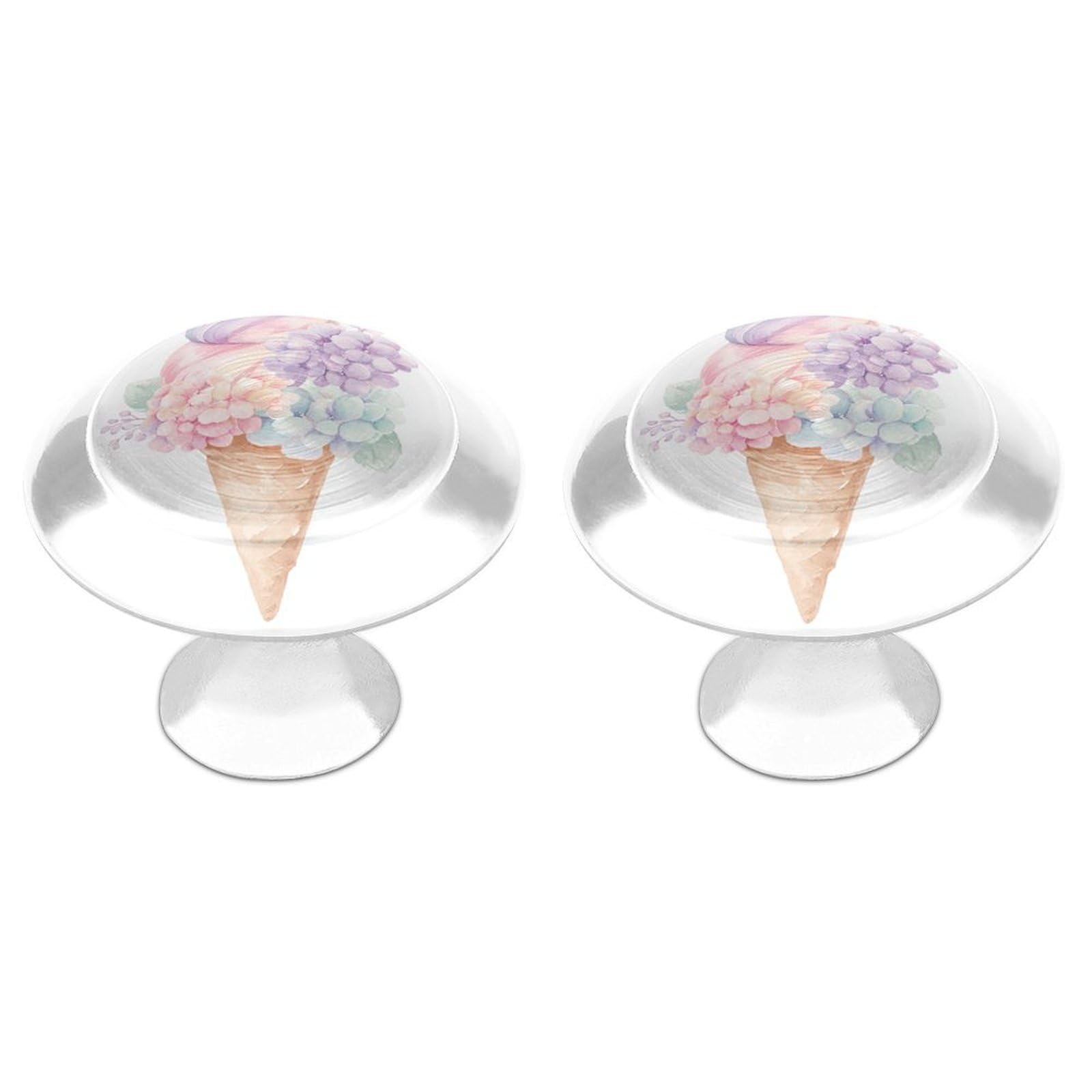 Jubonexis Pastel Rainbow Ice Cream Cone Round Drawer Cabinet Knobs Handles with Screws,2 Pcs, Drawer Dresser Knob Pulls Decor for Wardrobe Cupboard Home Office Kitchen
