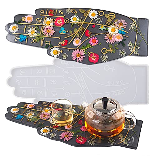 Large Resin Tray Mold Zodiac Hand Shaped Tray Silicone Mold for Resin Casting Irregular Serving Board Constellation Jewelry Dish Trinket Plate Resin Craft Mold Kit Home Decoration