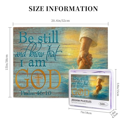 Rompecabezas de Madera Cristiano de 500 Piezas para Adultos - 'Estate quieto y sabe' Versículo Bíblico Jesús, Puzzle de Fe, Regalo Inspiracional para Familias Cristianas, Decoración del Hogar y Desafío Espiritual miniatura 5