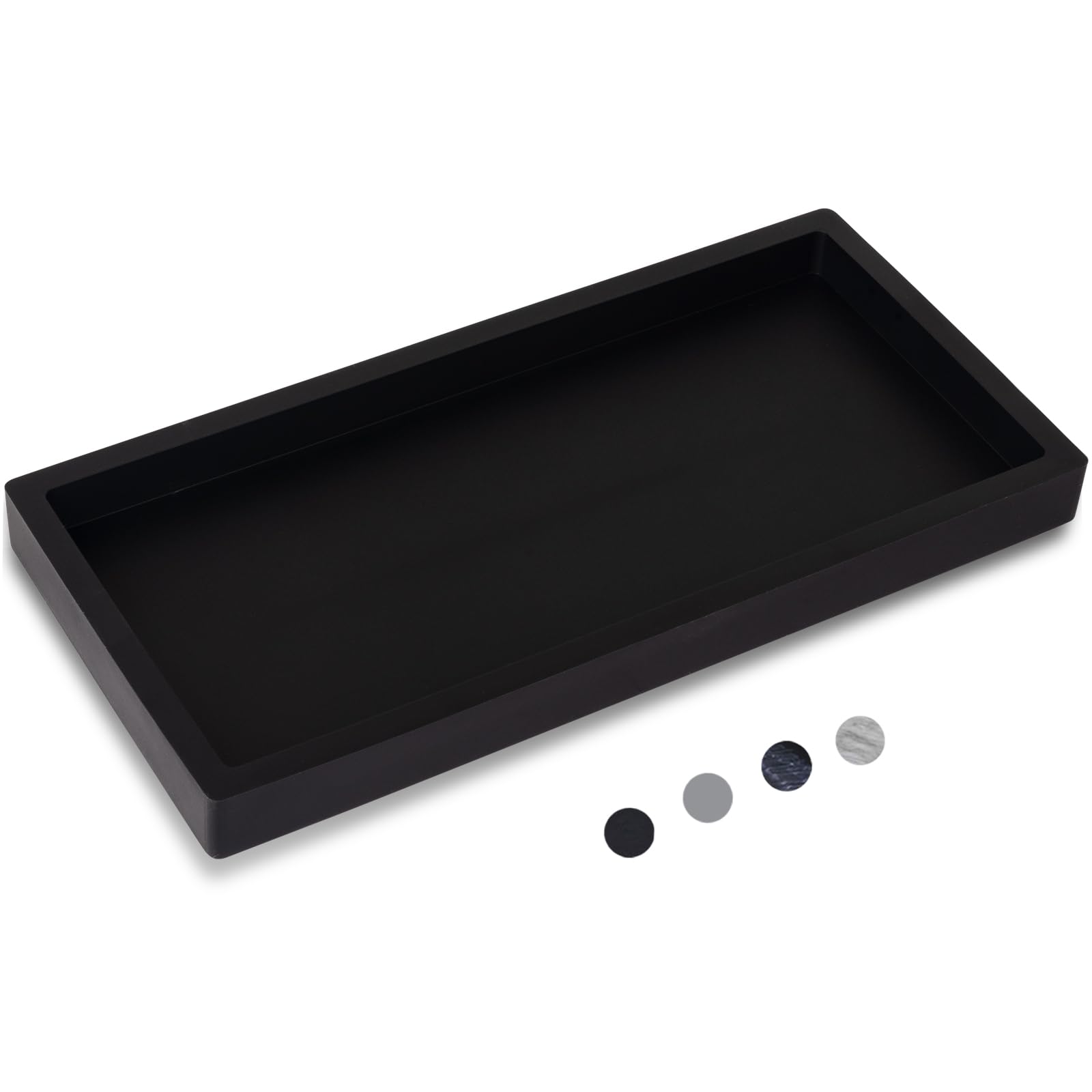 Silicone Bathroom Vanity Tray Dish Soap Holder Sink Organizer, Black