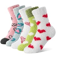 Utensilsto 5 Paar Kuschelsocken Damen 39-42 Flauschige Socken Warme Wintersocken Fluffy Schlafsocken Fuzzy Flauschsocken
