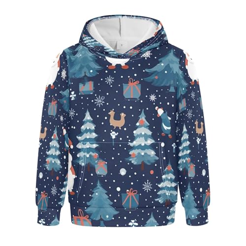 Kids Hoodies Sweaters Christmas Xmas Santa Claus Hooded Sweatshirts with Big Pockets for Boys Girls B0400364