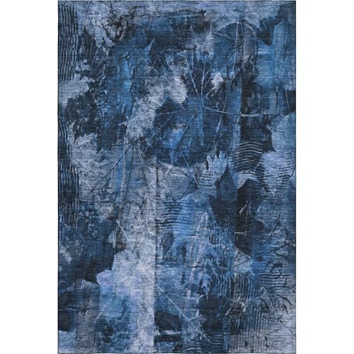 Tapete lavable azul marino 5x7.5 pies miniatura 2