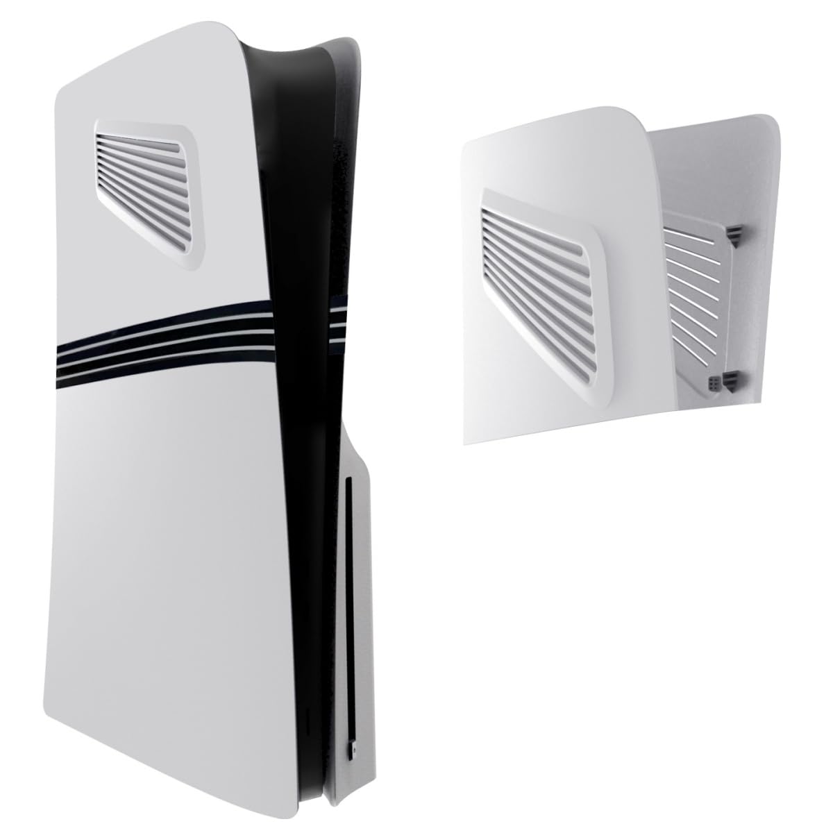 Façade Supérieure pour PS5 Pro, Panneau Avant Panneau Arrière Plaque Frontale, Boîtier Anti-poussière Boîtier de Remplacement (Blanc)