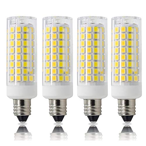 E11 LED Bulb, E11 Bulb Dimmable, 75W Halogen Bulb Replacement, 7W, JD T4 E11 Mini Candelabra Base, 360 Degree Beam Angle, for Indoor Decorative Lighting, White 6000K, 4-Pack
