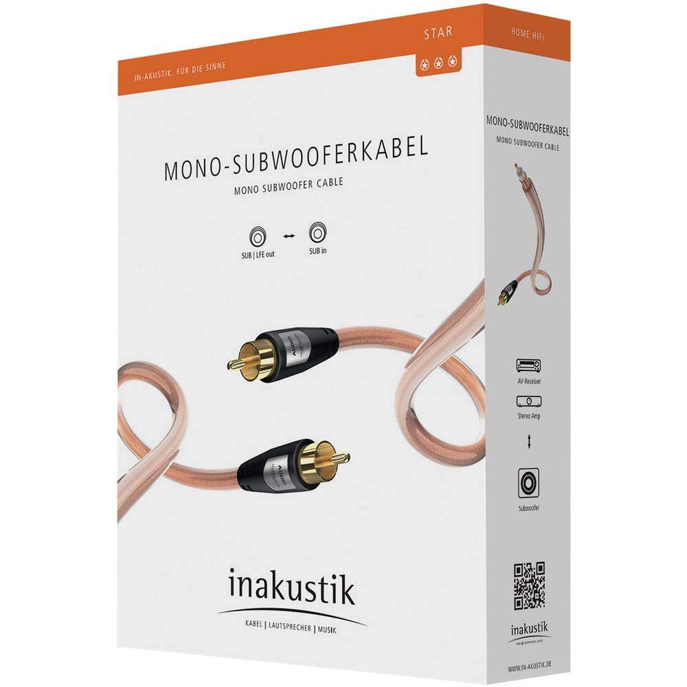inakustik – 003082751 – Star mono kabel subwoofera | wysokiej jakości kabel do subwoofera o średnicy kabla 6,0 mm | 7,5 m w kolorze przezroczystym | gęsta plecionka ekranująca chroniąca przed