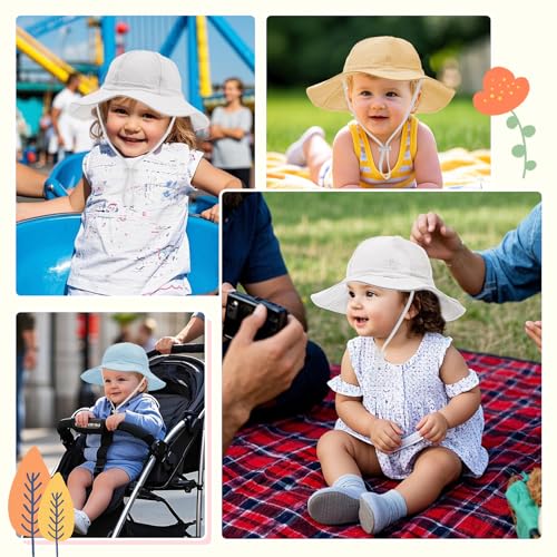 Adorable Baby & Toddler Sun Hat Breathable Seersucker Cap with Adjustable Chin Strap UPF 50+ Protection4