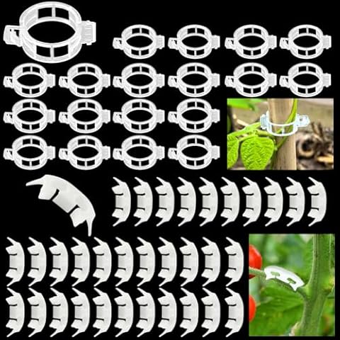 Joycabin 300 PCS Secured Plastic Plant Clip & 50 PCS Plant Benders Planting Trainer, Plant Support Clips, Garden Clips for Climbing Plants, Tomato Clips, Plastic Trellis Clips, Grape Vine Fixing Clips Cover