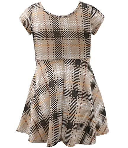 Girls Short Sleeve Soft Textured Knit Fashion Skater Dress2