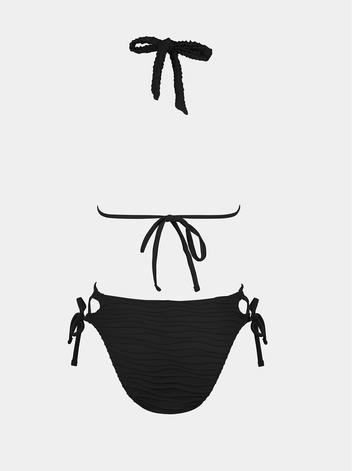 CUPSHE Conjunto de bikini para mujer, traje de baño de dos piezas, cuello profundo, parte inferior descarada, tiro bajo, tirantes y lazo lateral
